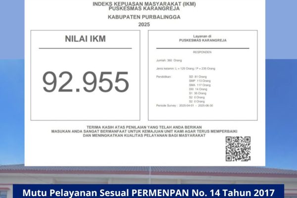 UPTD Puskesmas Karangreja Pertahankan Kategori SANGAT BAIK dalam Survei Kepuasan Masyarakat Triwulan II 2025